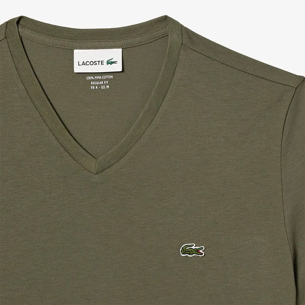Lacoste TH6701-02C T-Shirt Manica Corta Scollo V Pima Cotton Armer GREEN