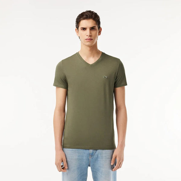 Lacoste TH6701-02C T-Shirt Manica Corta Scollo V Pima Cotton Armer GREEN