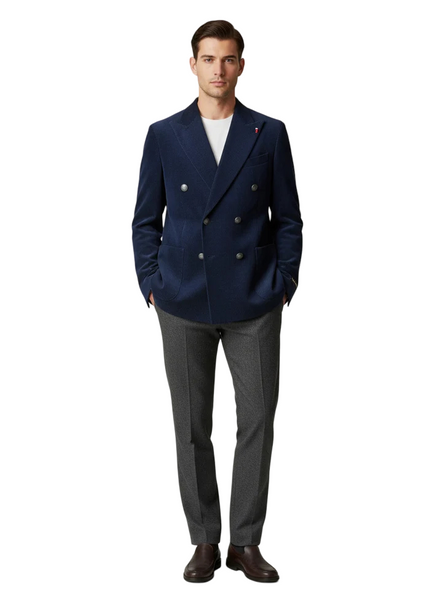 Mulish GKS717 Giacca Blazer BLU in Velluto Doppio Petto