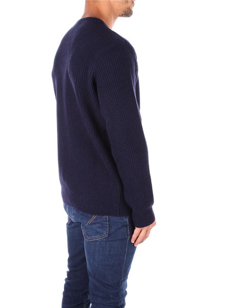 PAUL &amp; SHARK 13311314-752 Badge Crewneck Pullover in Re-Wool English Rib NAVY BLUE