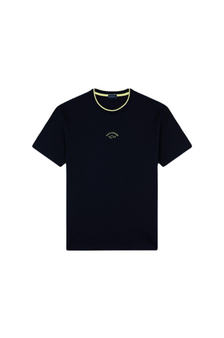 PAUL &amp; SHARK 24411055-013 Men's Short Sleeve T-Shirt Contrast Fluo Logo NAVY BLUE