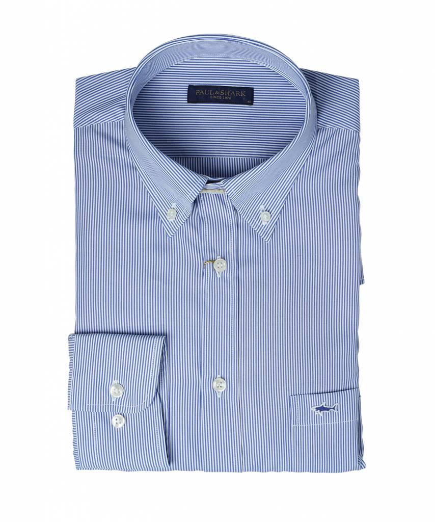 PAUL &amp; SHARK COP3003-018 Light Blue Slim Fit Striped Shirt Button Down