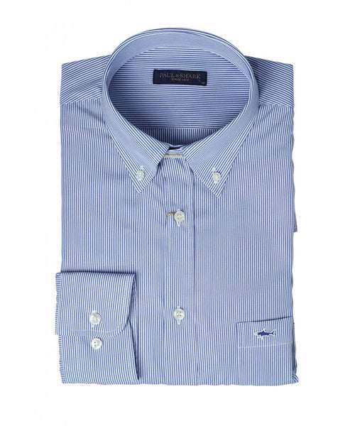 PAUL &amp; SHARK COP3003-018 Light Blue Slim Fit Striped Shirt Button Down