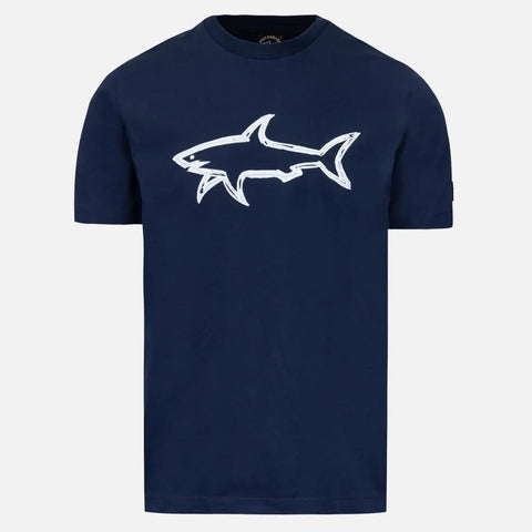 Paul &amp; Shark 22411073-013 Organic cotton T-Shirt with Shark Big Logo NAVY BLUE