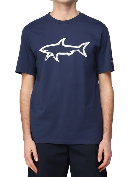 Paul & Shark 22411073-013 Organic cotton T-Shirt with Shark Big Logo BLU NAVY