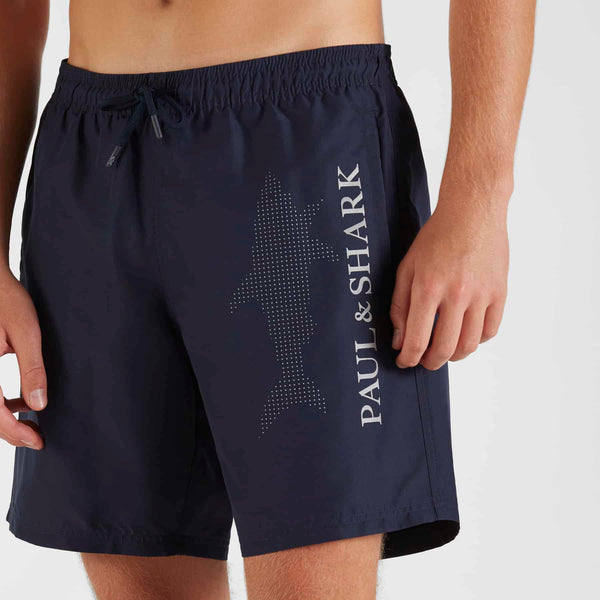 Paul &amp; Shark 21415060-013 Mega Shark Reflex Short Boxer Sea Man Beach-Wear NAVY BLUE