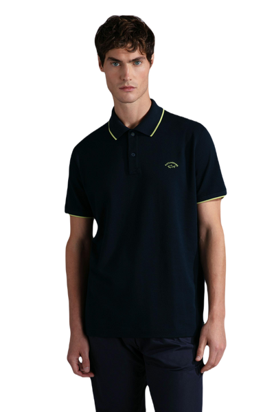 Paul &amp; Shark 24411300-013 Polo SS Contrast Fluo Shark NAVY BLUE