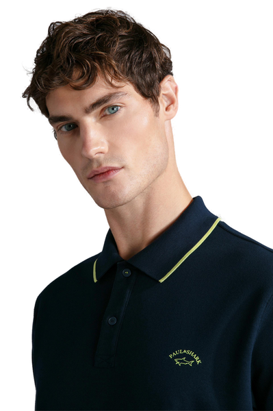 Paul &amp; Shark 24411300-013 Polo SS Contrast Fluo Shark NAVY BLUE