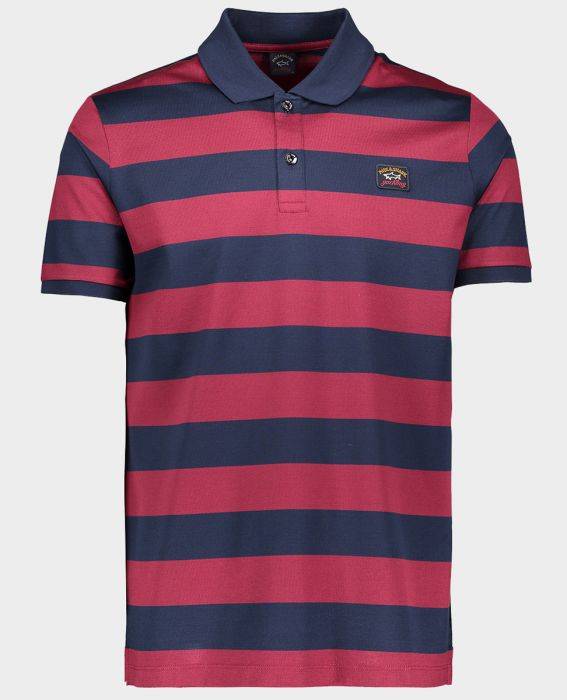 Paul & Shark COP1012-342 Polo Manica Corta Rigato Largo Piquet Cotone Heritage Logo BLU-BORDEAUX