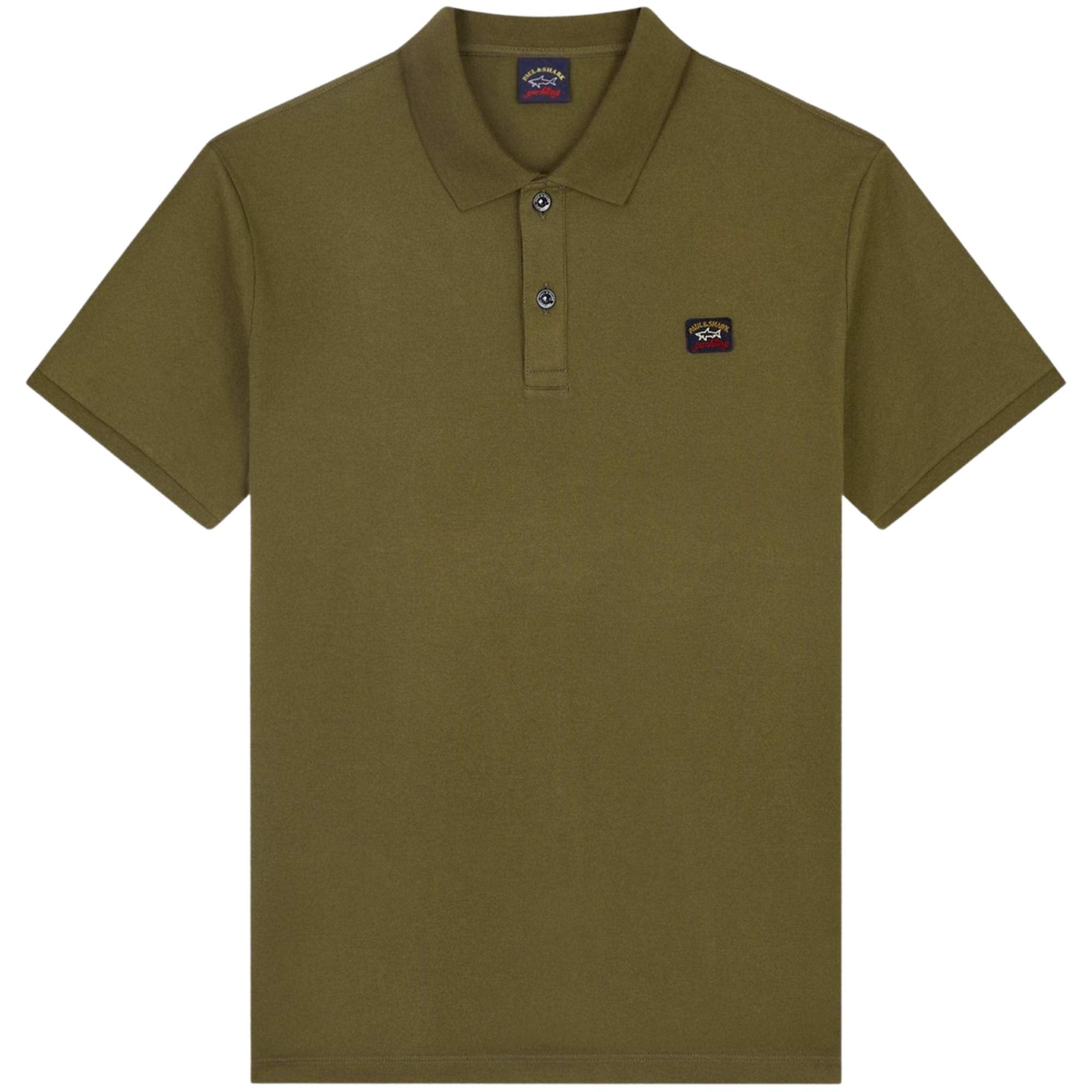Paul &amp; Shark COP1070-132 Polo Short Sleeve Piquet Cotton MILITARY GREEN