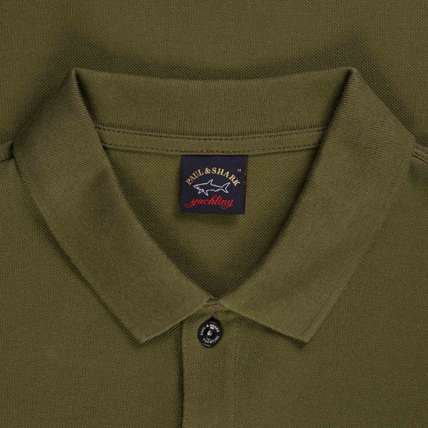 Paul &amp; Shark COP1070-132 Polo Short Sleeve Piquet Cotton MILITARY GREEN