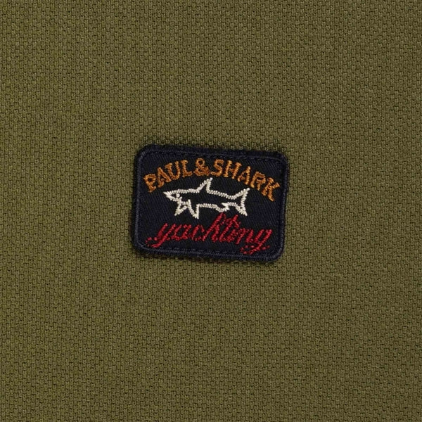 Paul &amp; Shark COP1070-132 Polo Short Sleeve Piquet Cotton MILITARY GREEN