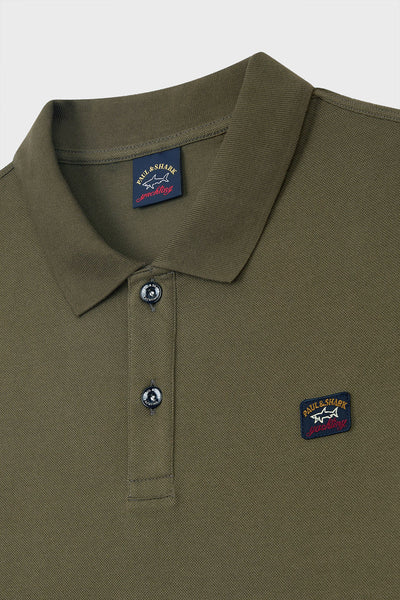 Paul &amp; Shark COP1070-132 Polo Short Sleeve Piquet Cotton MILITARY GREEN