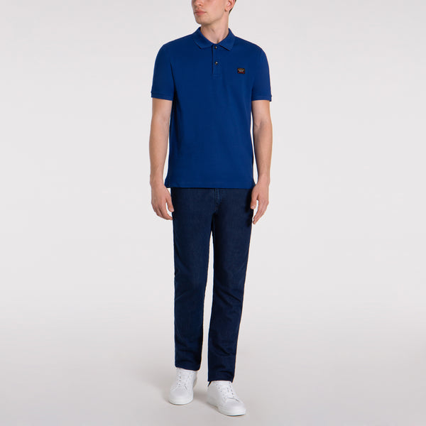 Paul &amp; Shark COP1070-342 Polo Short Sleeve Piquet Cotton OCEAN BLUE