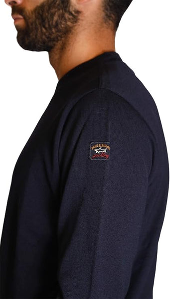 PAUL &amp; SHARK COP1040-050 Men's Crew Neck Pullover Cool-Touch Wool Waterproof NAVY BLUE