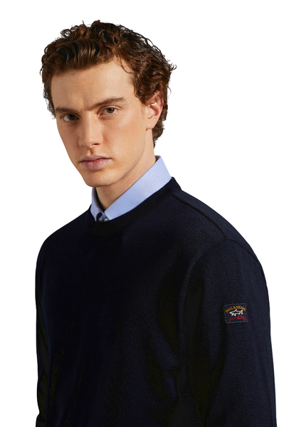 PAUL &amp; SHARK COP1040-050 Men's Crew Neck Pullover Cool-Touch Wool Waterproof NAVY BLUE