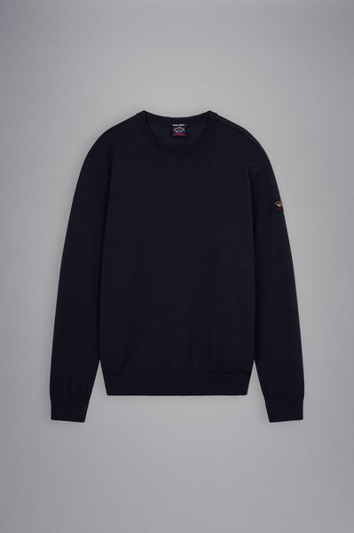 PAUL &amp; SHARK COP1040-050 Men's Crew Neck Pullover Cool-Touch Wool Waterproof NAVY BLUE