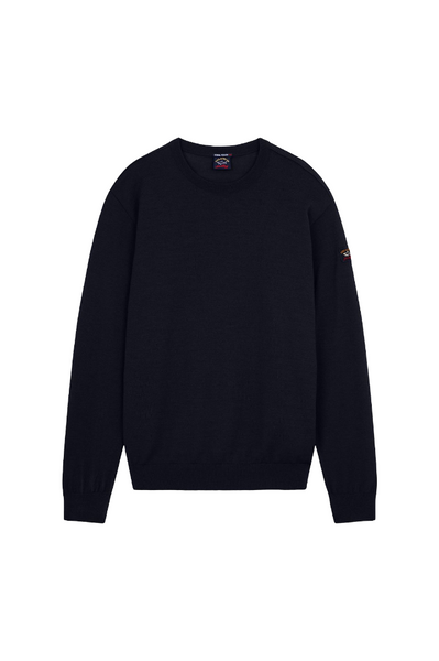 PAUL &amp; SHARK COP1040-050 Men's Crew Neck Pullover Cool-Touch Wool Waterproof NAVY BLUE