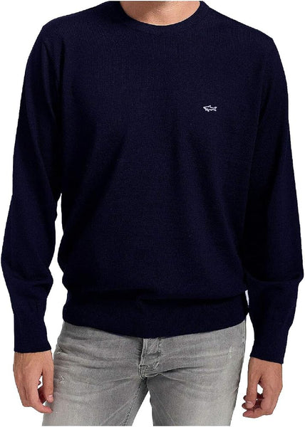 Paul & Shark COP1094-050 Navy Blue Combed Wool Crewneck Pullover