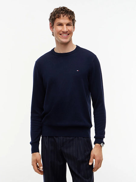 Tommy Hilfiger Pima Cotton-Cashmere Crew Neck Pullover Uomo BLU Navy