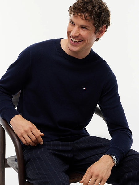 Tommy Hilfiger Pima Cotton-Cashmere Crew Neck Pullover Uomo BLU Navy