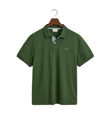 GANT 2062026-313 Contrast Collar Pique' Polo SS Rugger PINE GREEN
