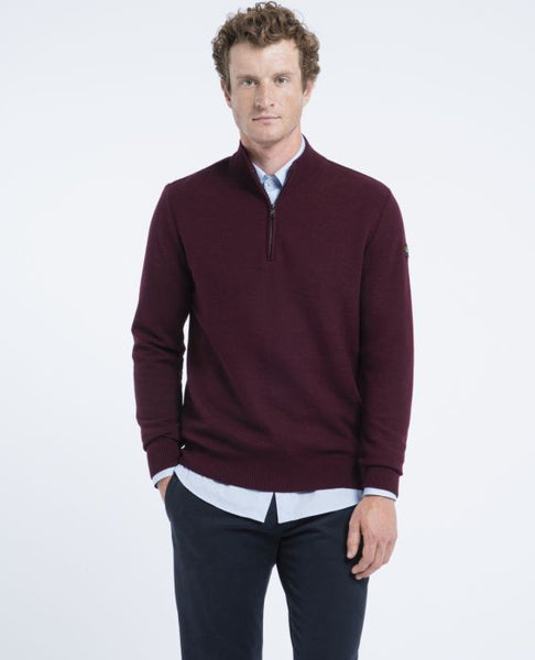 Paul & Shark 11311137-527 Pullover Shetland Mezza Zip BORDEAUX