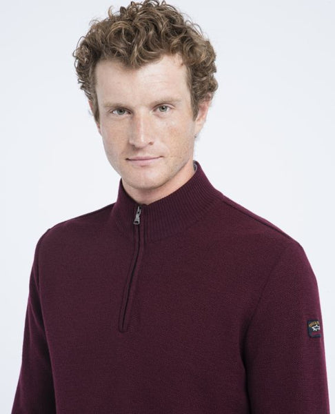 Paul & Shark 11311137-527 Pullover Shetland Mezza Zip BORDEAUX