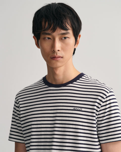 Gant 2003164-433 Striped Crew Nwck Cotton T-shirt EVENING BLUE