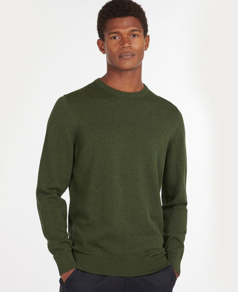 BARBOUR MKN0932-GN67 Pima Cotton Crew Neck Pullover RIFLE GREEN MARL