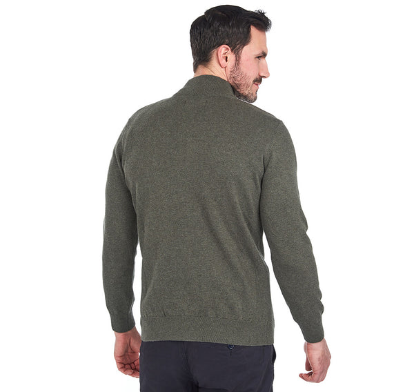 BARBOUR MKN1074-OL91 Half-Zip Cotton Pullover Tartan OLIVE GREEN MARL