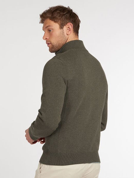 BARBOUR MKN1074-OL91 Half-Zip Cotton Pullover Tartan OLIVE GREEN MARL