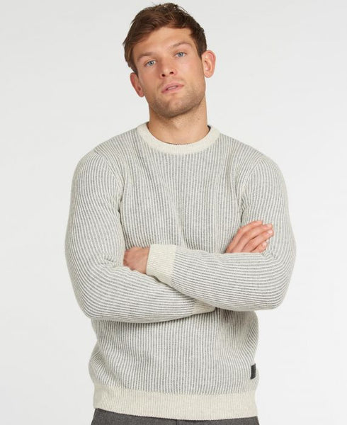 BARBOUR MKN1323-BE11 Duffle Knitted Crew Neck Pullover Cotton-Wool ECRU'