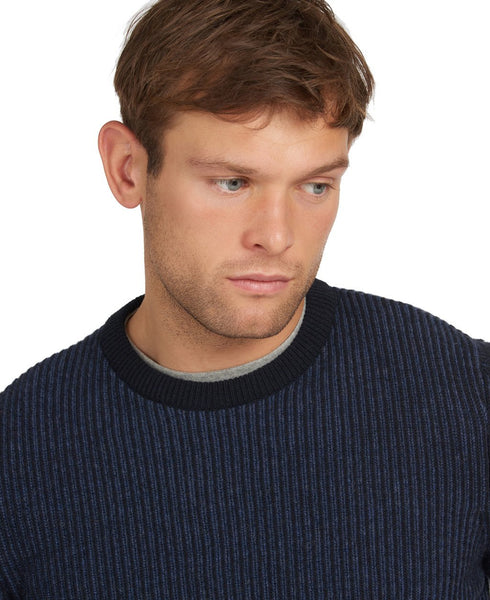 BARBOUR MKN1323-NY91 Duffle Knitted Crew Neck Pullover Cotton-Wool NAVY BLUE