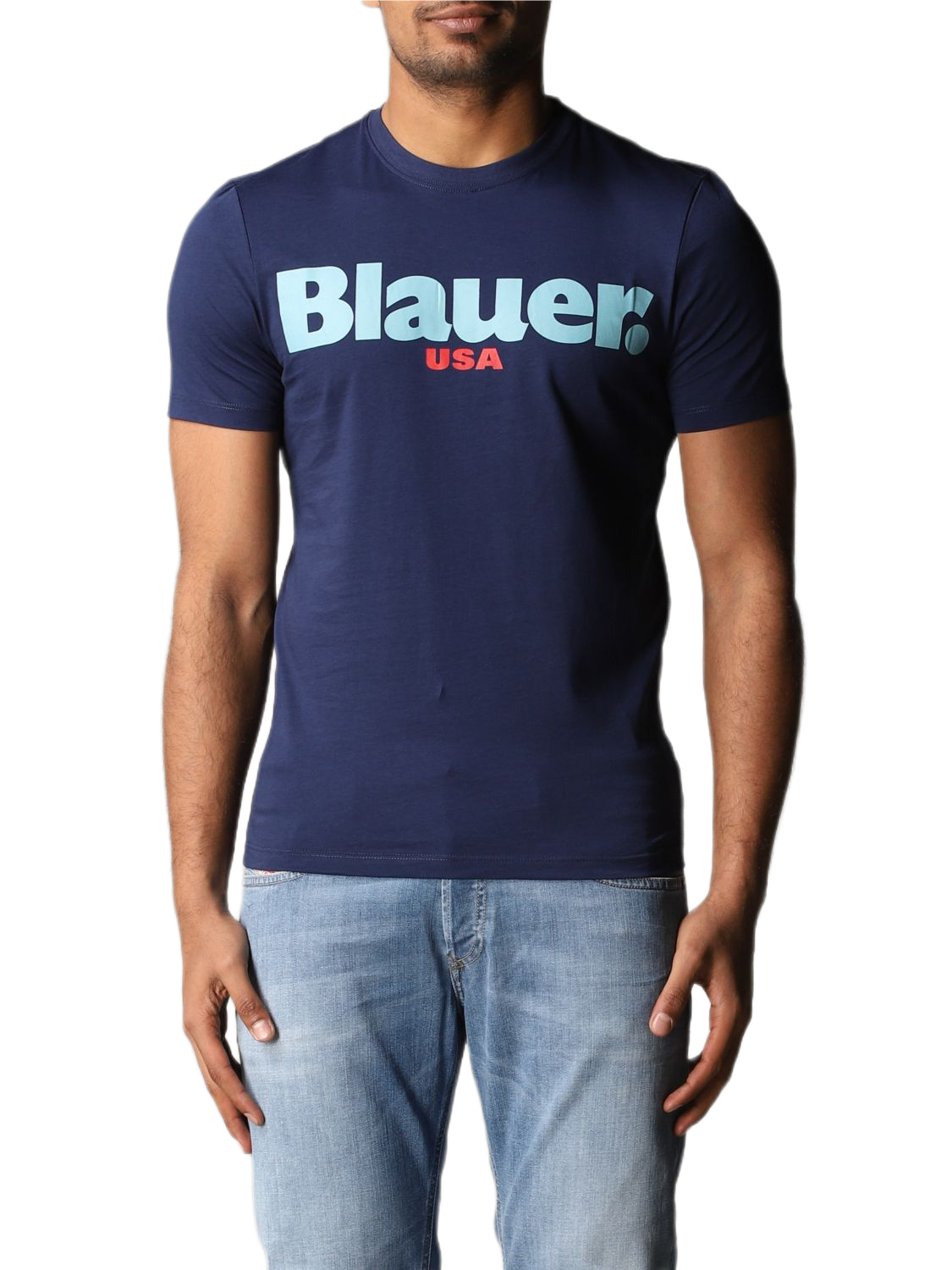BLAUER 20SBLUH2170-004547 T-Shirt Logo Girocollo BLU NAVY