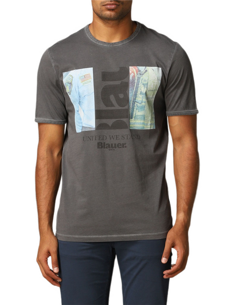 BLAUER 20SBLUH2256-005321 T-Shirt Logo Girocollo WASHED GREY