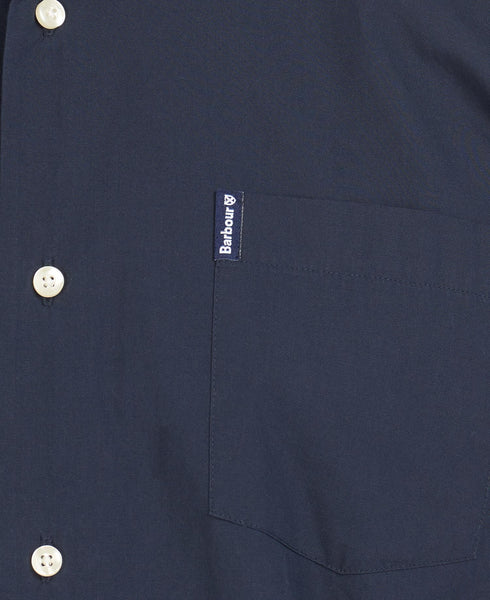 Barbour MSH4716-NY91 Stretch Poplin Cotton Shirt Button Down Tartan Collar BLU Navy