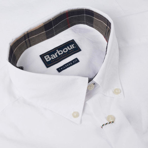 Barbour MSH4716-W11 Stretch Poplin Cotton Shirt Button Down Tartan Collar WHITE