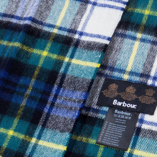Barbour USC0137-GN11 New Check Tartan Scarf Wool-Cashmere Black-Watch GREEN