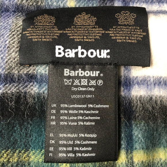 Barbour USC0137-GN11 New Check Tartan Scarf Wool-Cashmere Black-Watch GREEN