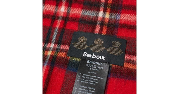 Barbour USC0137-RE11 New Check Tartan Scarf Wool-Cashmere Royal Stewart RED