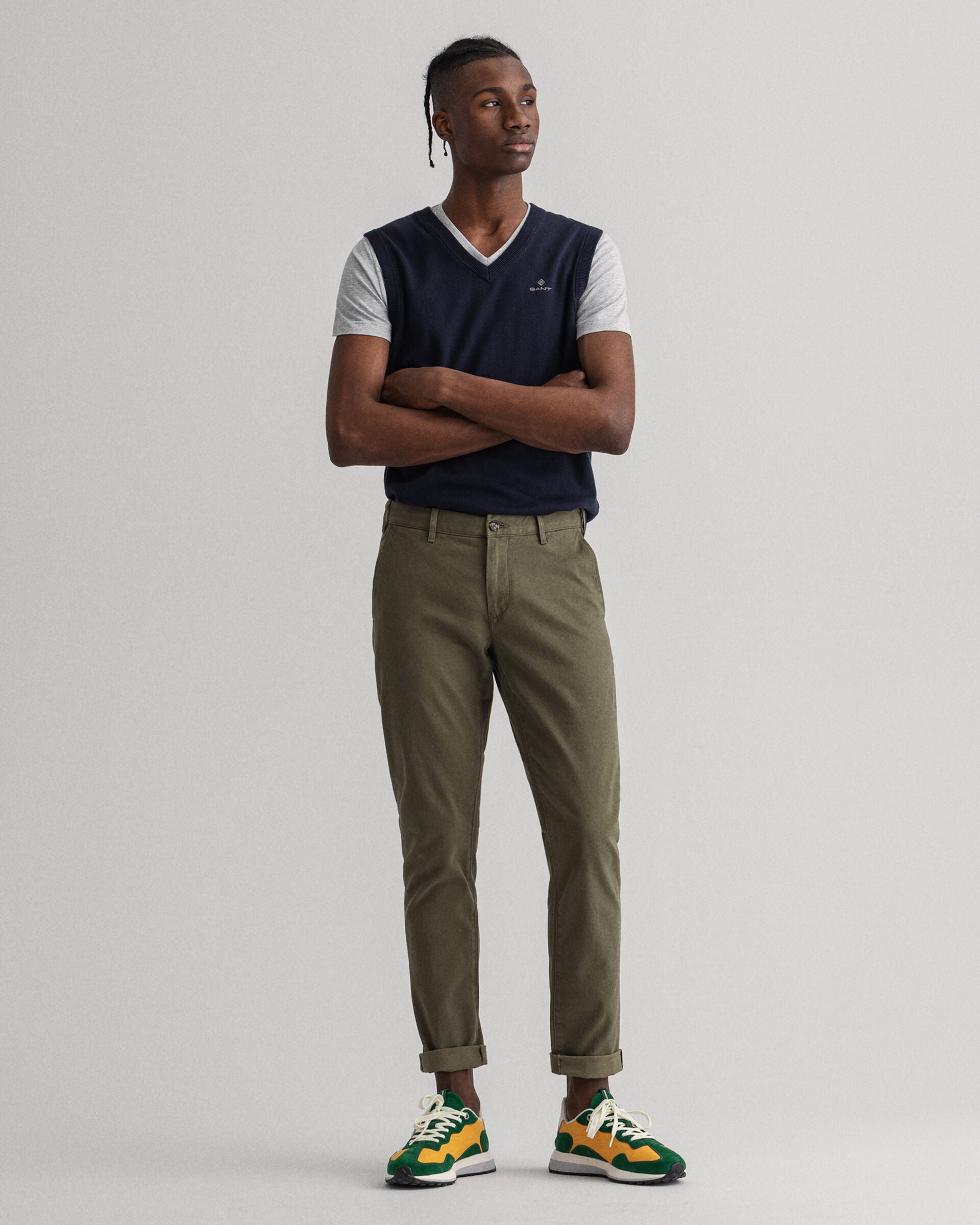 GANT 1505230 351 Hallden Comfort Super Chinos Pant EARTHY GREEN Pantal TROVISO1883