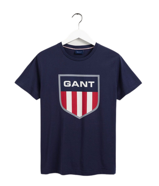 GANT 2003123-433 Retro Shield SS T-Shirt Uomo Manica Corta BLU NAVY