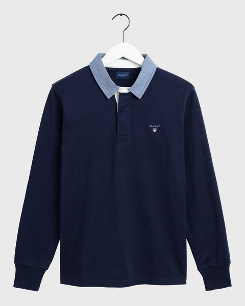 GANT 2005030-433 Originale Heavy Rugger Polo Manica Lunga BLU NAVY