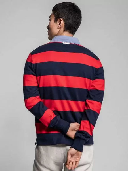 GANT 2005031-620 The Original Barstripe Heavy Rugger Polo LS NAVY RED