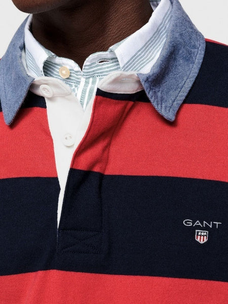 GANT 2005031-620 The Original Barstripe Heavy Rugger Polo LS NAVY RED