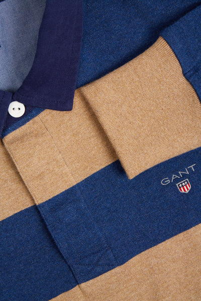 GANT 2005051-295 The Original Barstripe Heavy Rugger Polo LS DARK SAND MELANGE