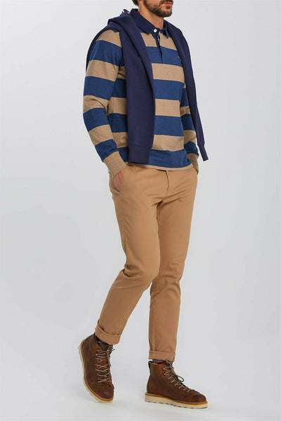 GANT 2005051-295 The Original Barstripe Heavy Rugger Polo LS DARK SAND MELANGE
