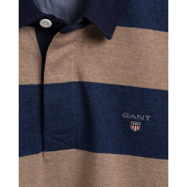GANT 2005051-295 The Original Barstripe Heavy Rugger Polo LS DARK SAND MELANGE
