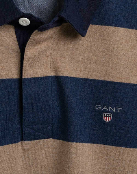 GANT 2005051-295 The Original Barstripe Heavy Rugger Polo LS DARK SAND MELANGE
